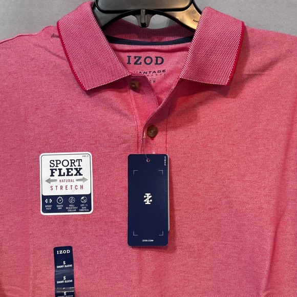 IZOD Advantage Performance Sport Flex Polo Shirt Real Red NWT Mens Small UPF-15 - Picture 3 of 16